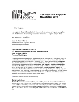 Southeastern Regional Newsletter 2009