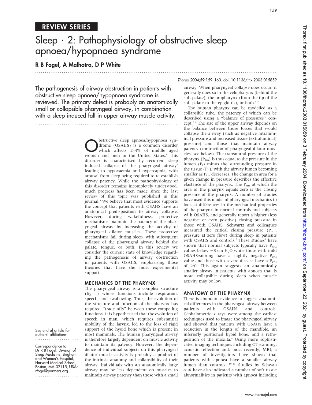 Pathophysiology of Obstructive Sleep Apnoea/Hypopnoea Syndrome