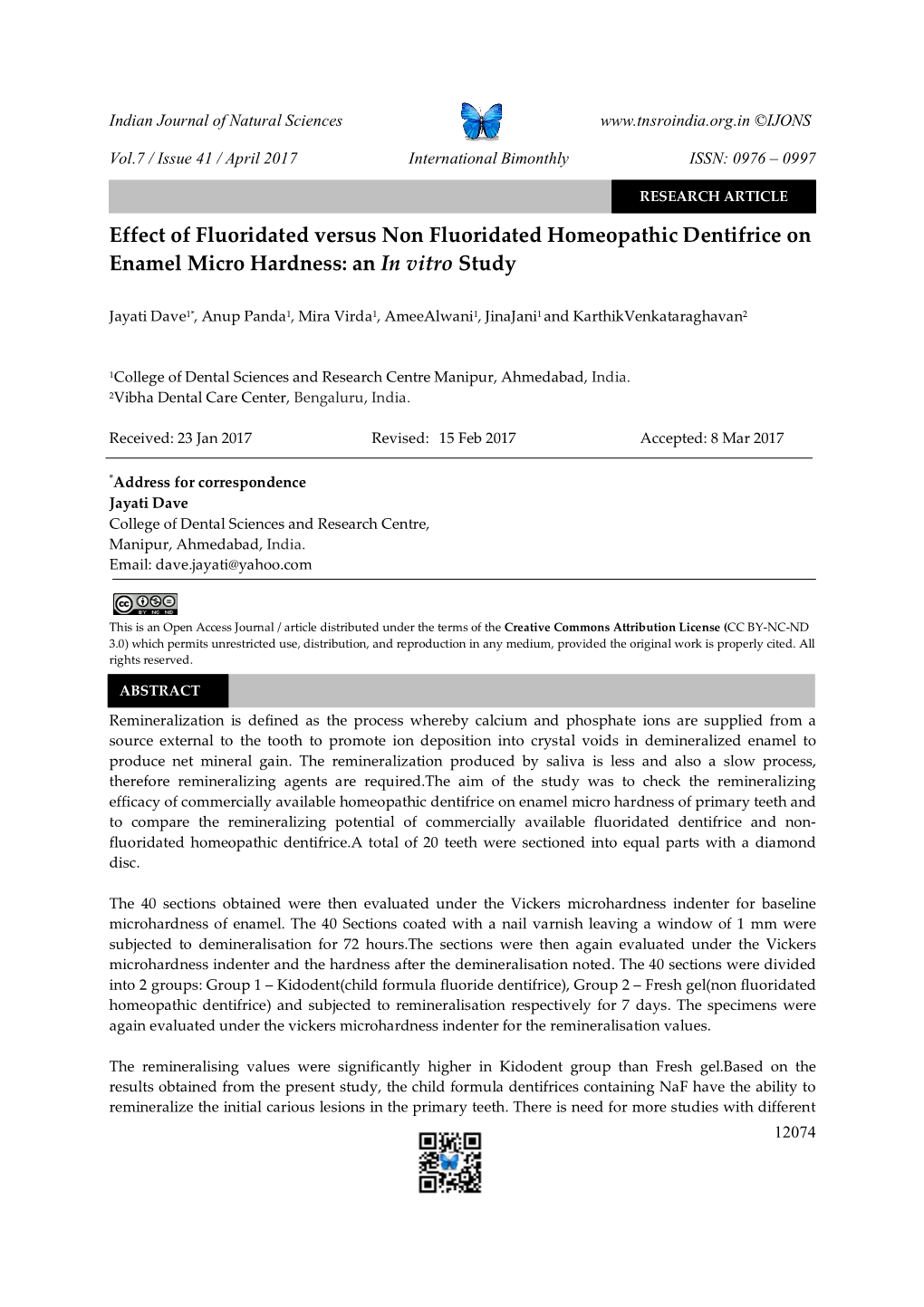 Effect of Fluoridated Versus Non Fluoridated Homeopathic Dentifrice on Enamel Micro Hardness: an in Vitro Study