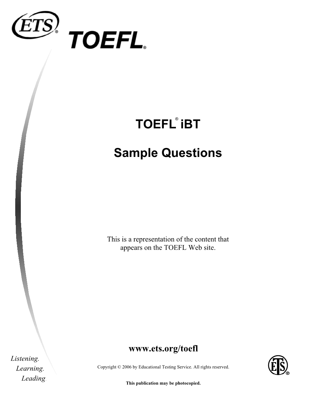 TOEFL Ibt Sample Questions