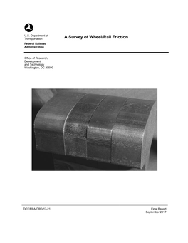 A Survey of Wheel/Rail Friction Federal Railroad Administration