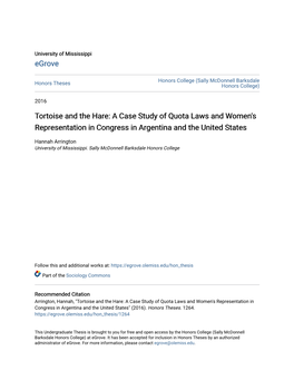 A Case Study of Quota Laws and Women's Representation in Congress in Argentina and the United States