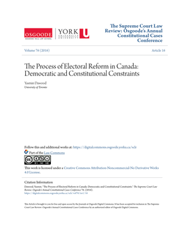 The Process of Electoral Reform in Canada: Democratic and Constitutional Constraints