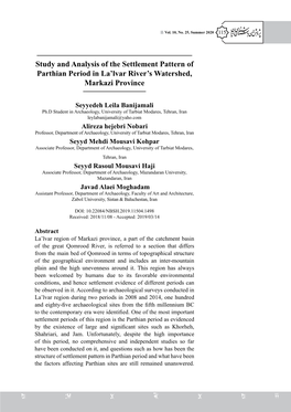 Study and Analysis of the Settlement Pattern of Parthian Period in La'lvar
