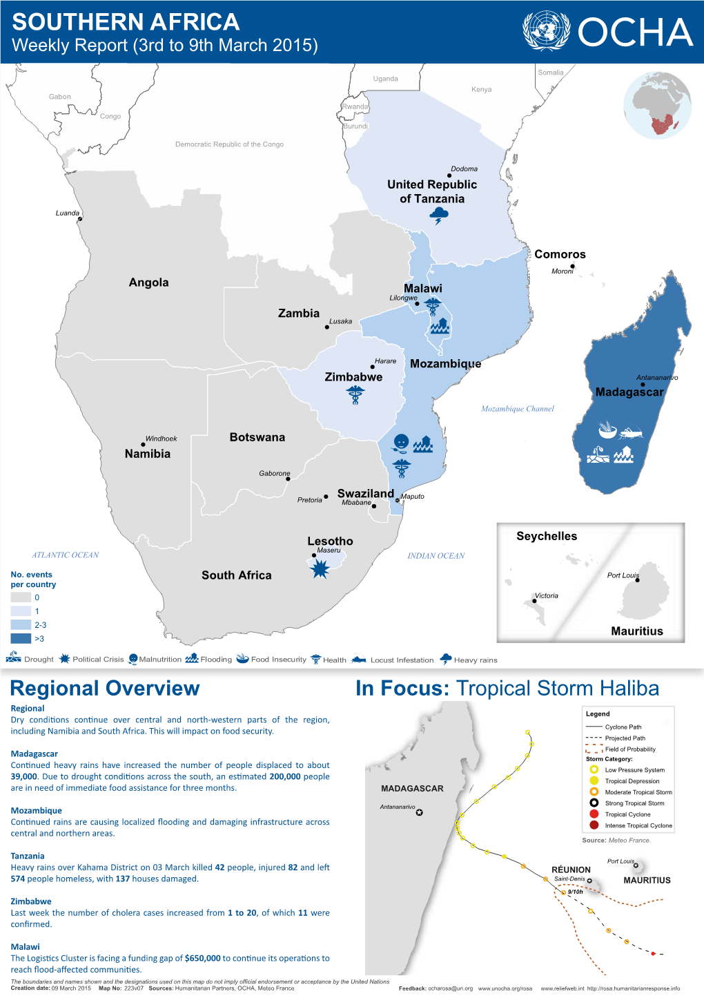 SOUTHERN AFRICA Weekly Report (3Rd to 9Th March 2015)