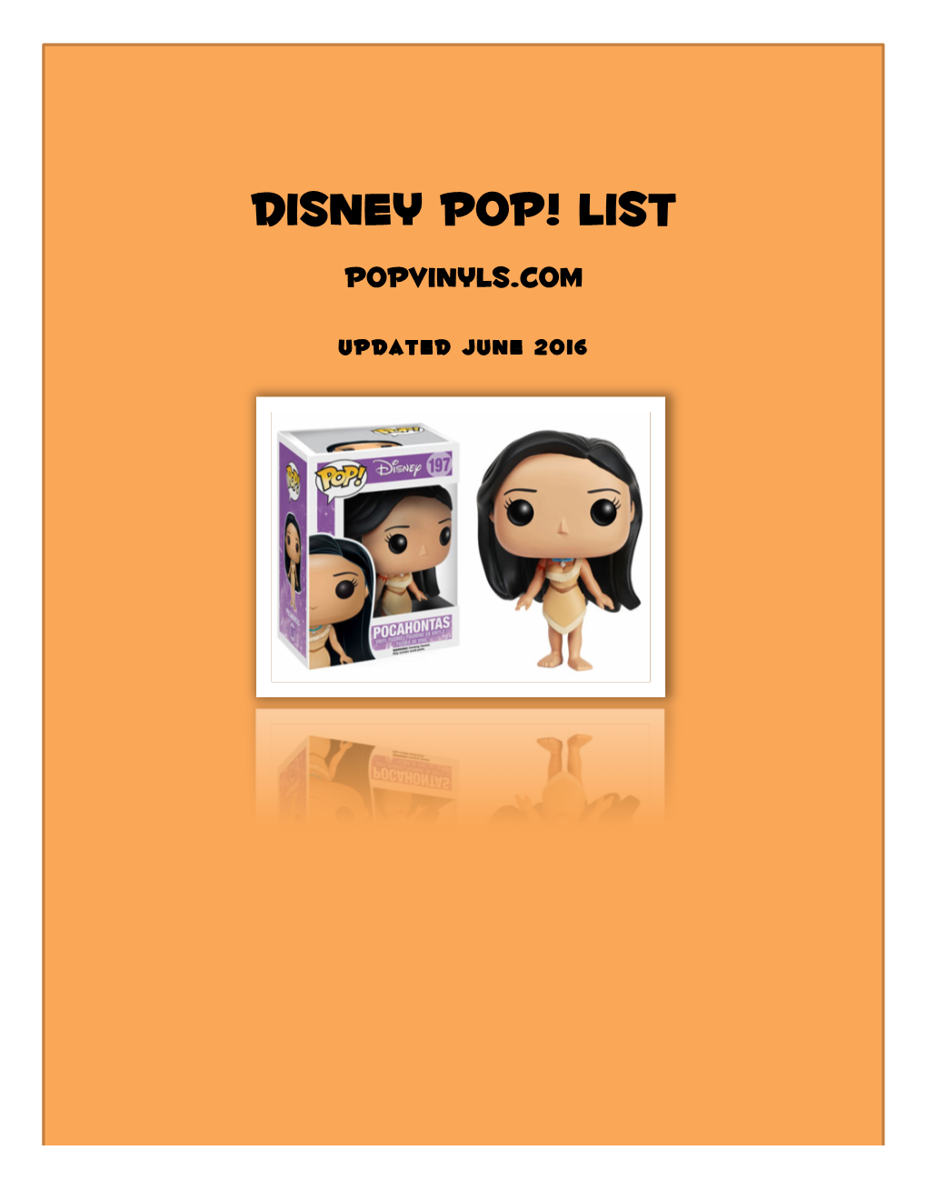 Disney Pop! List Popvinyls.Com