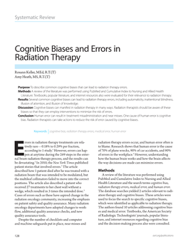 Cognitive Biases and Errors in Radiation Therapy