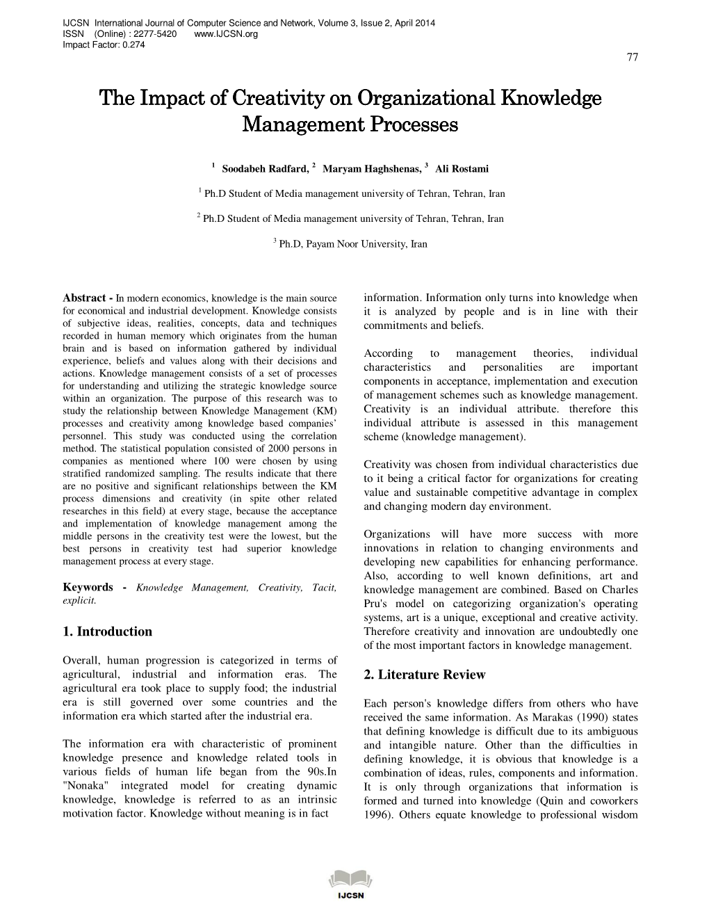 The Impact of Creativity on Organizational Knowledge Management Processes