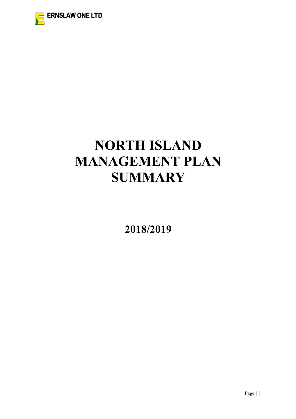 North Island Management Plan Summary