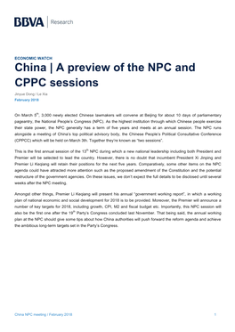 China NPC Meeting / February 2018 1