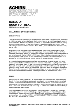 Basquiat Boom for Real February 16 – May 27, 2018