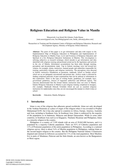Religious Education and Religious Value in Manila
