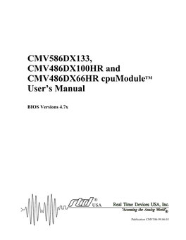 CMV586DX133, CMV486DX100HR and CMV486DX66HR Cpumoduletm User's Manual