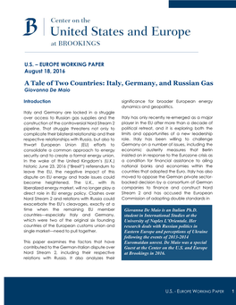Italy, Germany, and Russian Gas Giovanna De Maio