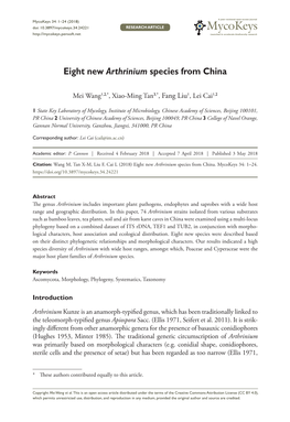 Eight New Arthrinium Species from China