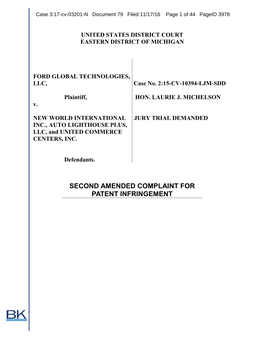 Second Amended Complaint for Patent Infringement