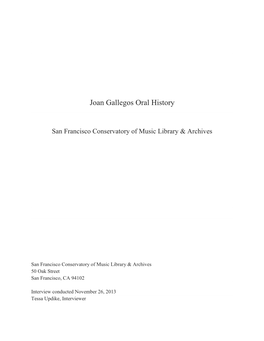 Joan Gallegos Oral History