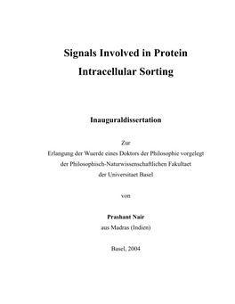 Signals Involved in Protein Intracellular Sorting
