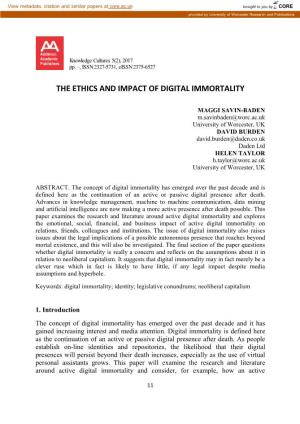 The Ethics and Impact of Digital Immortality
