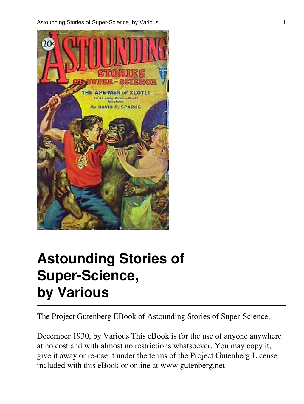 Astounding Stories of Super-Science, December 1930