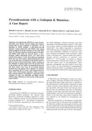 Pycnodysostosis with a Cathepsin K Mutation: a Case Report