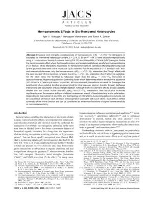 Homoanomeric Effects in Six-Membered Heterocycles Igor V