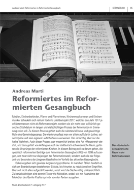 Andreas Marti Reformiertes Im Refor- Mierten Gesangbuch