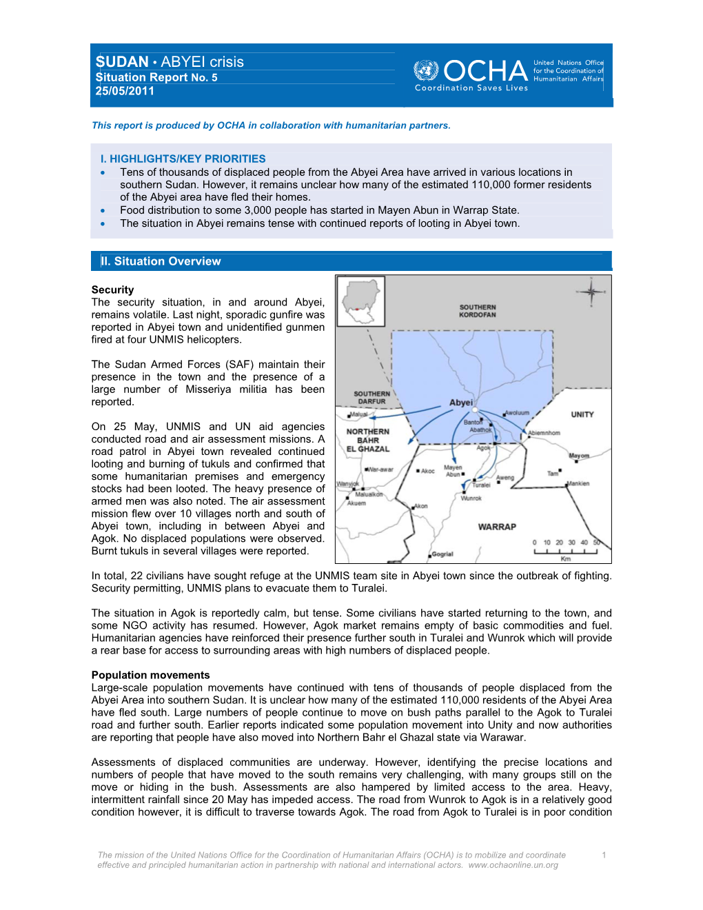 SUDAN • ABYEI Crisis Situation Report No