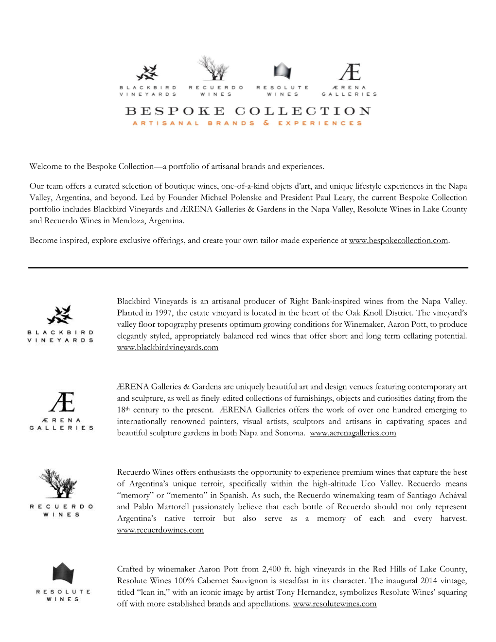 The Bespoke Collection—A Portfolio of Artisanal Brands and Experiences