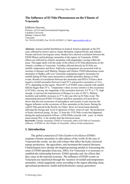 The Influence of El Niño Phenomenon on the Climate of Venezuela