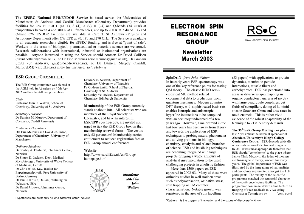 Electron Spin Resonance