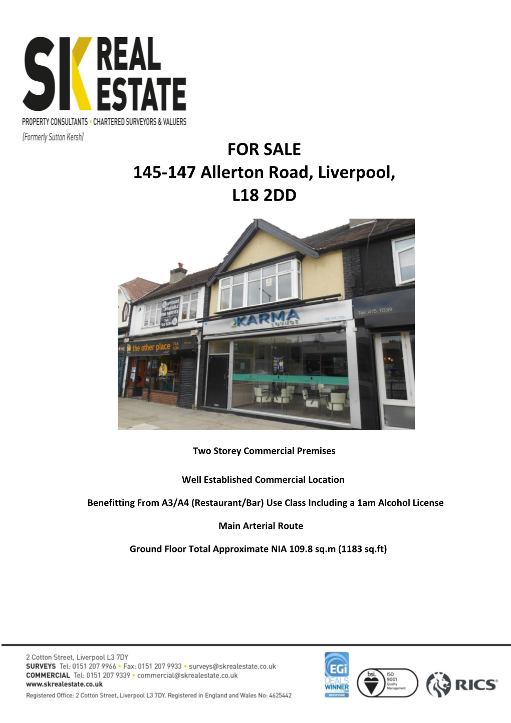 FOR SALE 145-147 Allerton Road, Liverpool, L18