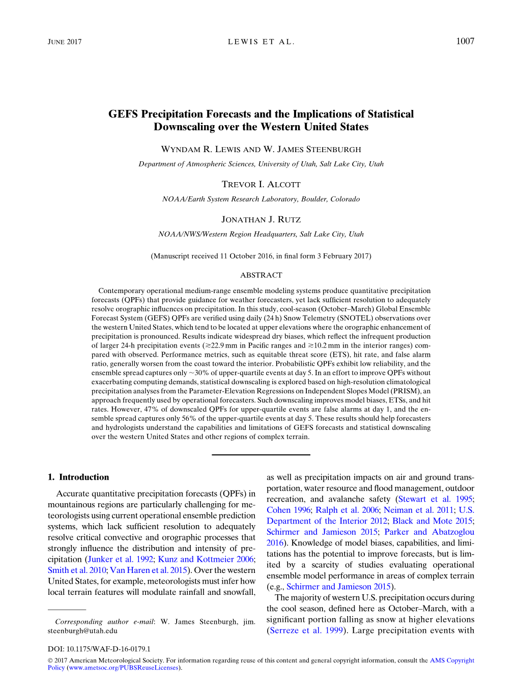 GEFS Precipitation Forecasts and the Implications of Statistical Downscaling Over the Western United States