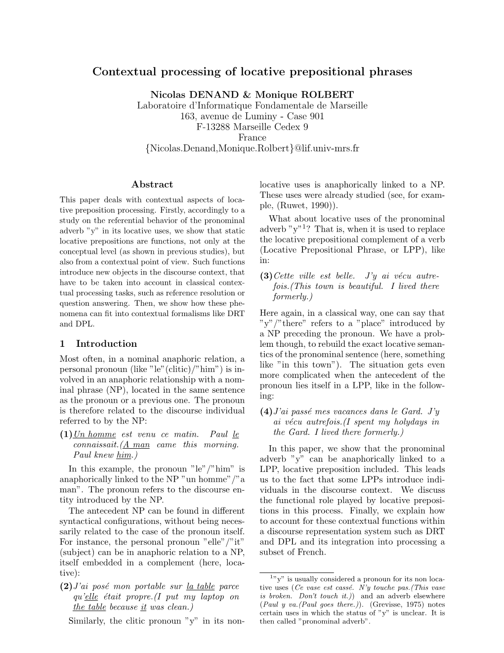 Contextual Processing of Locative Prepositional Phrases