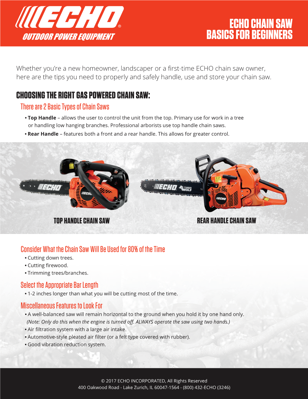 Echo Chain Saw Basics for Beginners