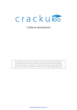 Solved Culture Questions Paper with Solutions