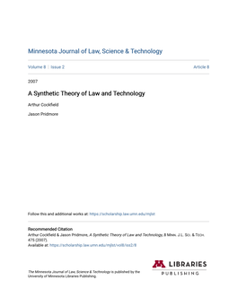 A Synthetic Theory of Law and Technology