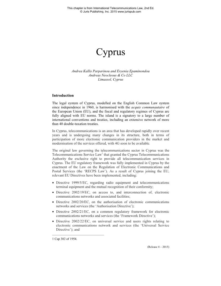 Cyprus Chapter of International Telecommunications