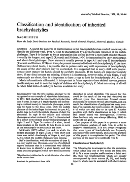 Classific-Ation and Identification of Inherited Brachydactylies