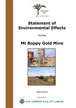 STATEMENT of ENVIRONMENTAL EFFECTS Mt Boppy Gold Mine Report No