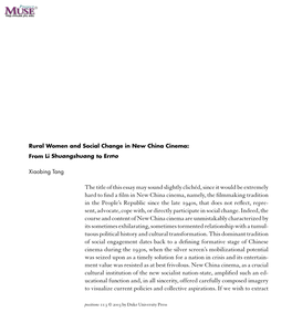 Rural Women and Social Change in New China Cinema: from Li Shuangshuang to Ermo
