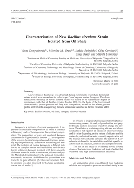 Characterisation of New Bacillus Circulans Strain Isolated from Oil Shale