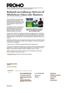 Refund on Callaway Drivers If Mickelson Takes the Masters Page 1 of 1