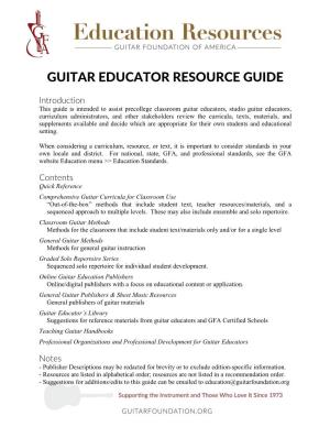 Guitar Educator Resource Guide