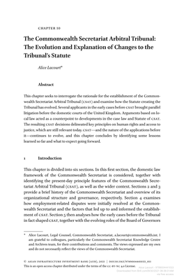 The Commonwealth Secretariat Arbitral Tribunal: the Evolution and Explanation of Changes to the Tribunal’S Statute