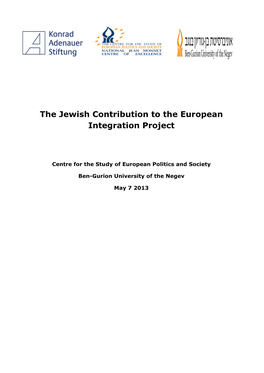 The Jewish Contribution to the European Integration Project