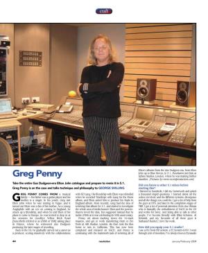 Greg Penny Sphere Studios, London, Where He Was Making Further Transfers