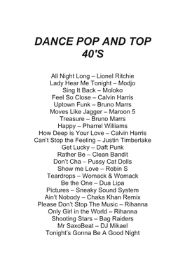 Dance Pop and Top 40'S