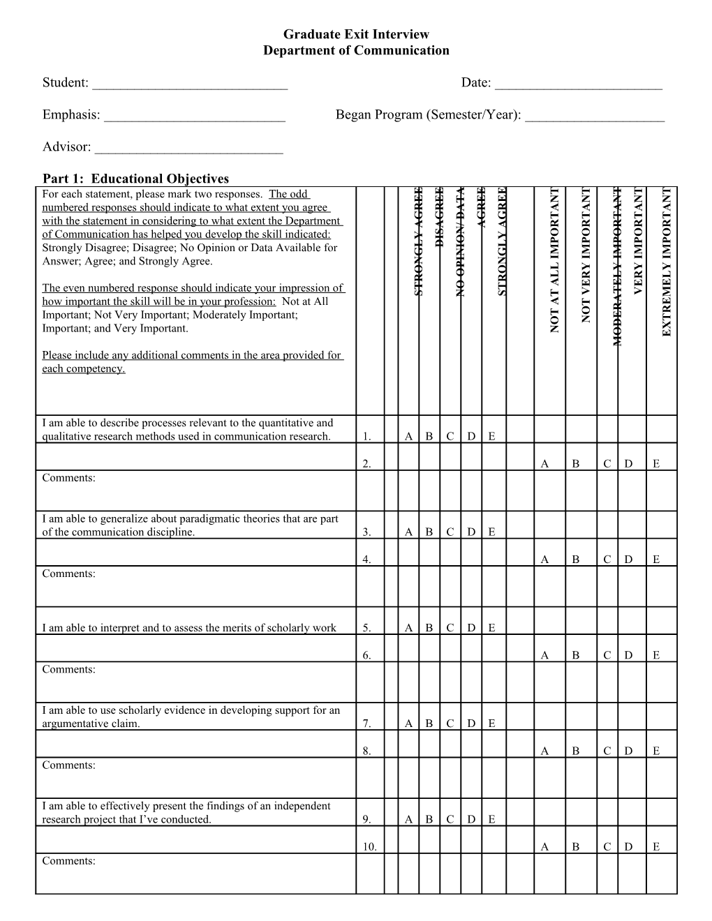 Graduate Exit Interview