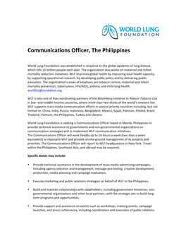 Communications Officer Philippines 2014